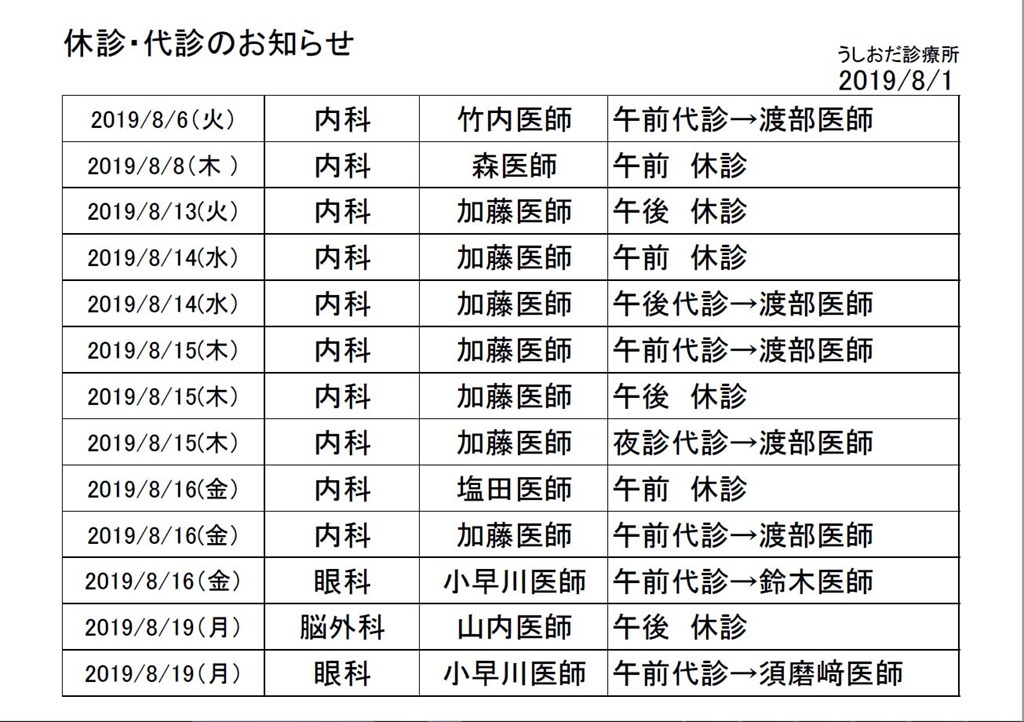 8月休診・代診のお知らせjpg